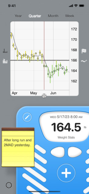 Screenshot of Weight Stats app